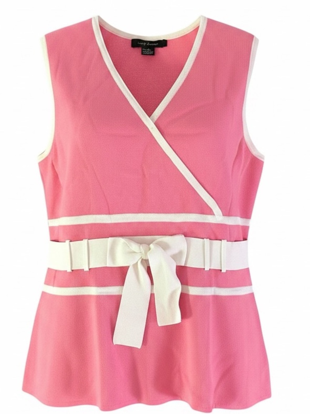 Cable & Gauge Pink Sleeveless Bow Belted Sweater Top SZ XL Gorgeous EUC